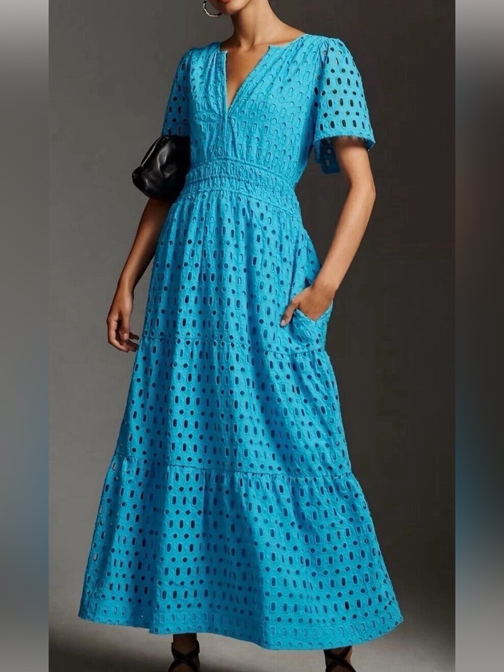 NWT new! Anthropologie Somerset eyelet blue maxi dress S Small - Picture 1 of 5